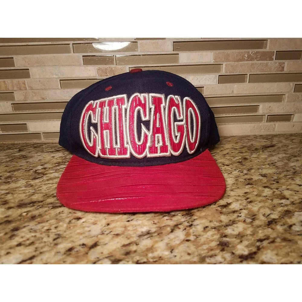 Chicago Pit Bull SnapBack Hat Cap Embroidered Adjustable Red Black Large Print